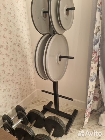 Скамья для жима со стойками и штангой бу