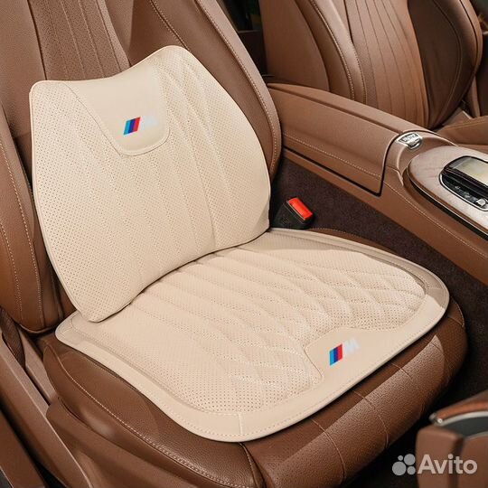 Подушка анатомическая на сиденье BMW M белая 2шт