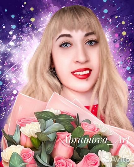 Портрет по фото на холсте