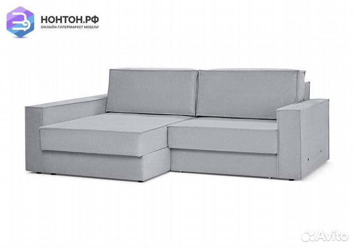Диван угловой еврокнижка двухместный Тревис серый