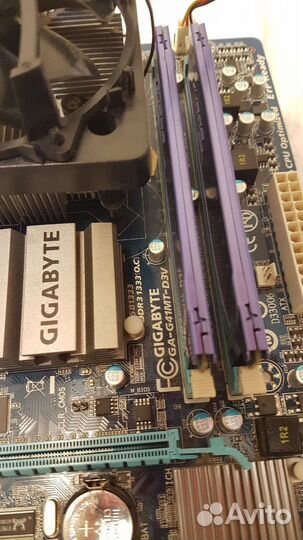 Материнская плата Gigabyte + проц +озу + кулер