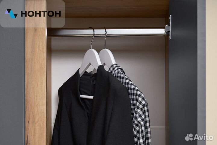 Шкаф 2-х створчатый Ирма дуб крафт золото / серый графит