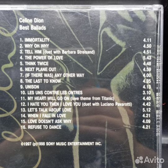 CD Диск Celine Dion Best Ballads 1998г Музыка