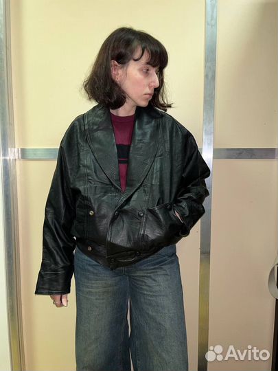 Кожаный бомбер