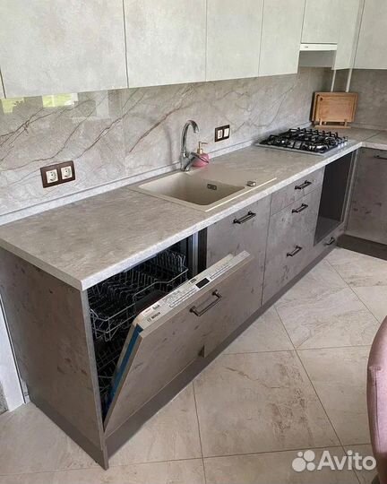 Кухонный гарнитур без ручек мок 0834789