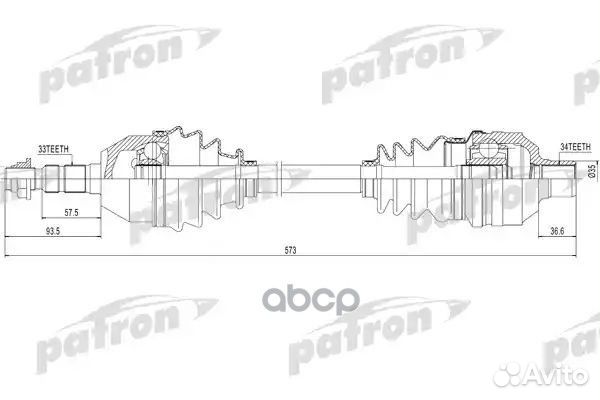 Полуось правая 33X573X34 opel: astra H 1,3 cdti
