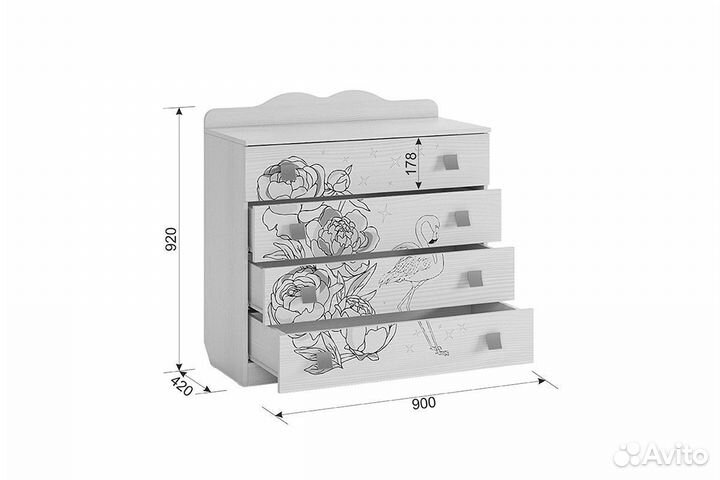 Фэнтези Комод белый рамух