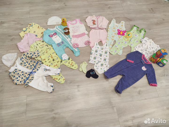Пакет вещей на девочку от 0-3 мес по 62 размер