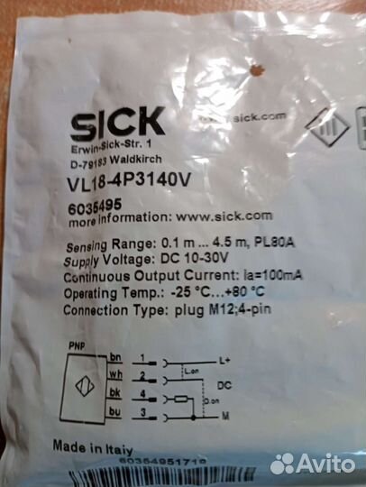 VL18-4P3140V Оптический датчик Sick новый