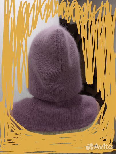 Капор с манишкой, из пуха норки, зимний двойной