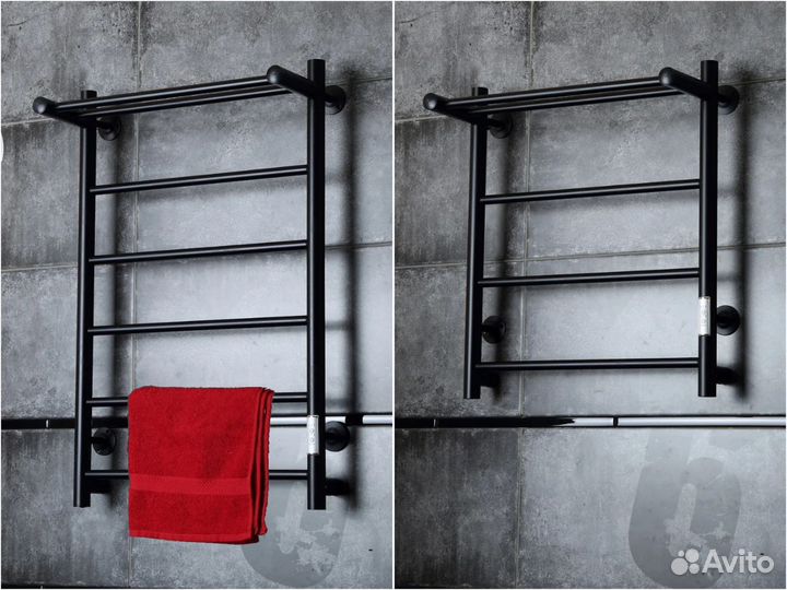 Полотенцесушитель электрический черный с полкой