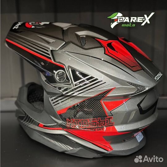 Шлем kioshi Holeshot 801 grey кроссовый (размер M)