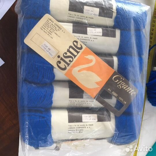 Пряжа шерсть голубая толстая 70е годы Бразилия