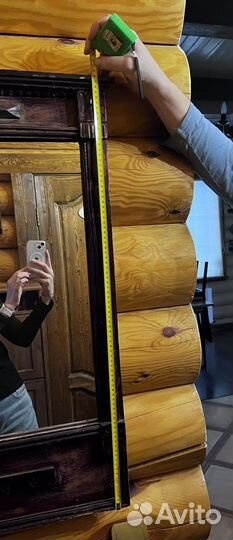 Зеркало старинное деревянное рама 88х50