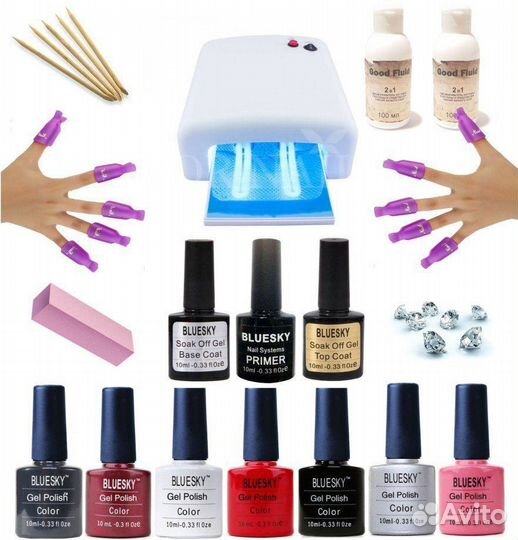 Набор для покрытия гель лаком шеллак блюскай 207