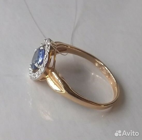 585 кольцо р.16 нат танзанит 0,514ct и брилл