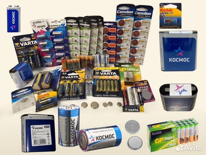 Разные типы батареек, в т.ч. для опытов по физике