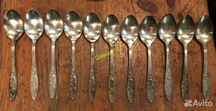 Ложки столовые, Пламя Мельхиор. СССР, мнц 11 шт