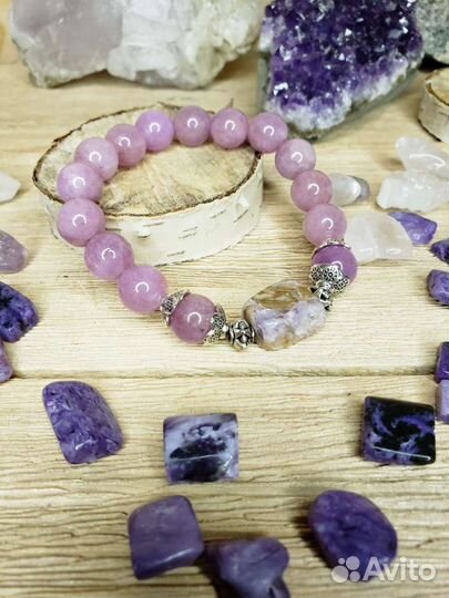 Браслет из лепидолита и чароита