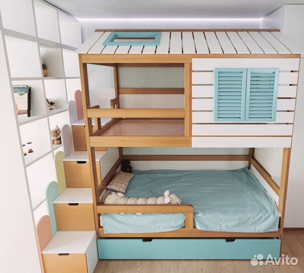 Двухъярусная кровать бук “lux” с комодом