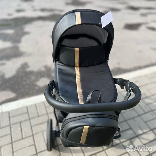 Коляска Bexa Air 2в1 черный-золото экокожа