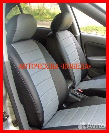 Чехлы Nissan Almera Classic из экокожи чёрно-серые