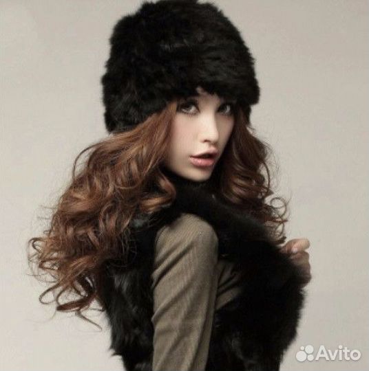 Шапка вязанный кролик новая