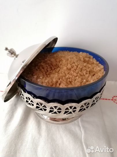 Сахарница СССР синее стекло (кобальт) винтаж