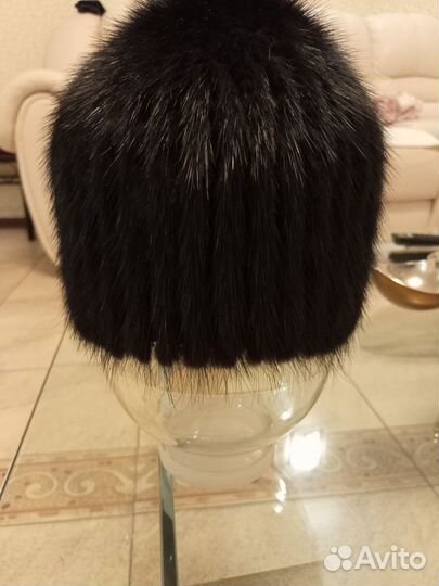 Шапка женская трикотаж+ норка