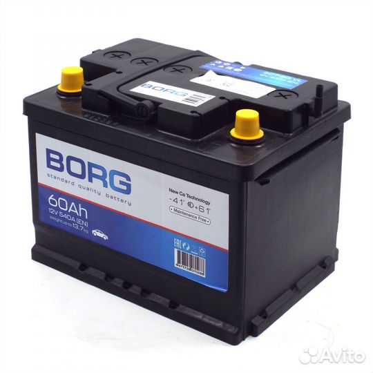 Аккумулятор автомобильный borg Standart 60 Ач п.п