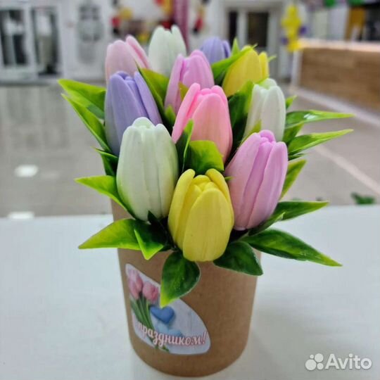 Мыло ручной работы/ Букет из мыла Тюльпаны