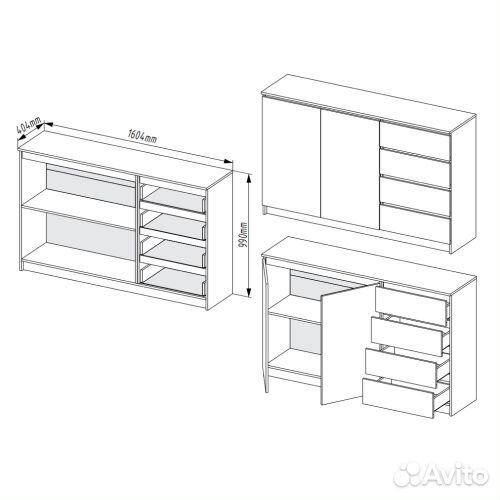 Тумба в прихожую новая ikea-стиль 1.6м графит