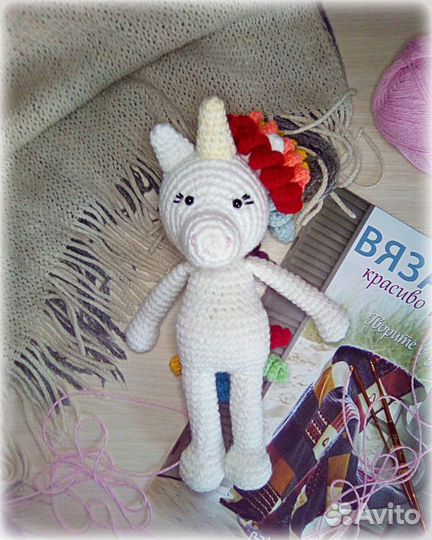 Вязаный Единорог. Ручная работа
