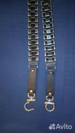 Подтяжки кожаные с металлическими элементами