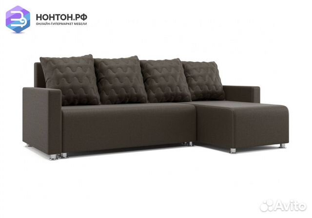 Диван угловой еврокнижка Челси 2 коричневый
