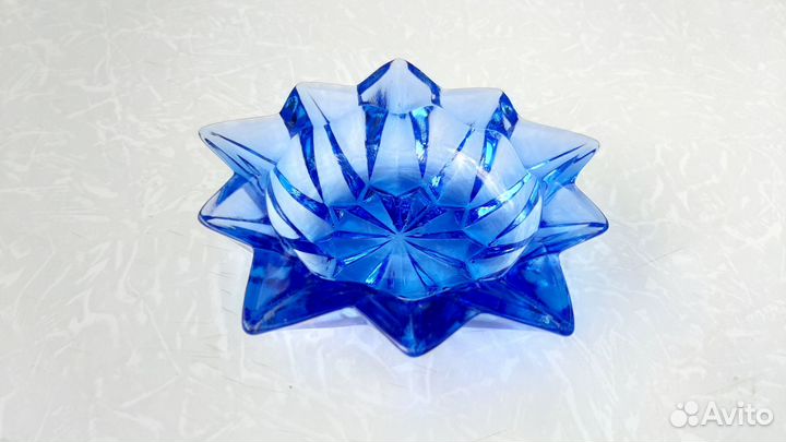 Пепельница Синее Стекло гхз СССР