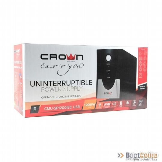Ибп crown CMU-SP1200IEC USB - 1200 ва720 вт