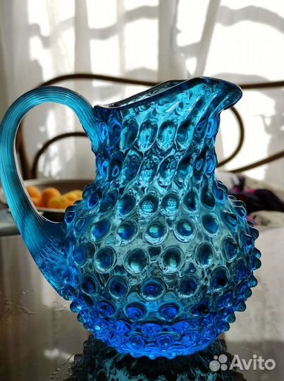 Кувшин и чаша из цветного пупырчатого стекла Чехия
