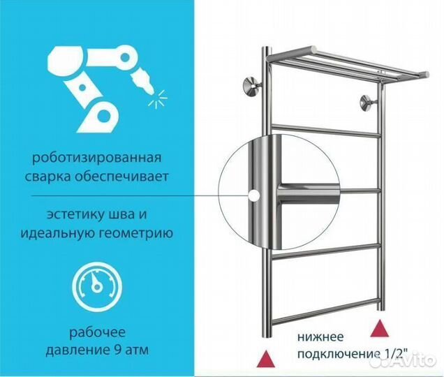 Полотенцесушитель Прямая с полкой водяной