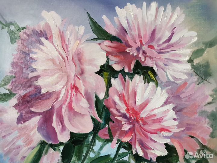 Картина маслом на холсте пионы