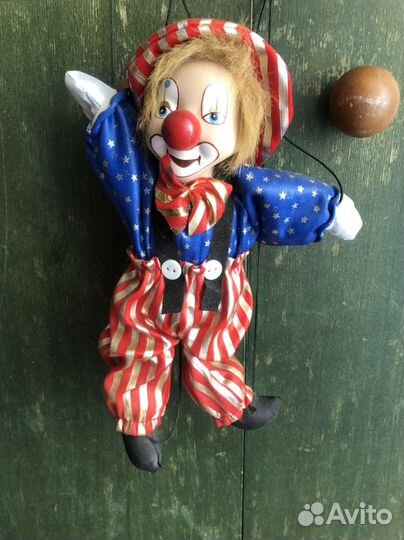Кукла марионетка Клоун 25 на 20 см
