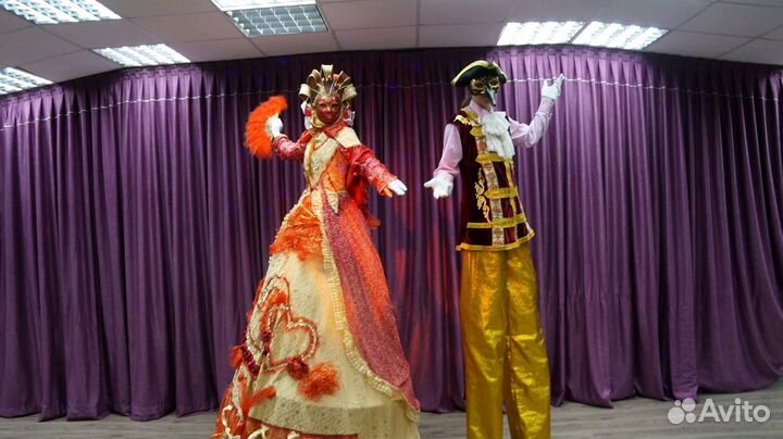 Фаер-шоу. Живые статуи,ходулисты.Картина светом