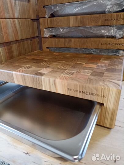 Доска разделочная из торцевых спилов с гастроёмк