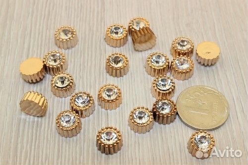 Кабошон мини Стразы, пластиковый, 1 шт. Цвет Серебро, 8 мм