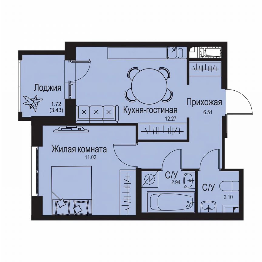 1-к. квартира, 36,6 м², 3/9 эт.