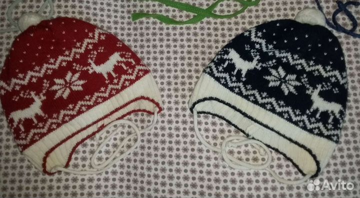 5 шапок и р. 46-50 и варежки демисезон/межсезонье