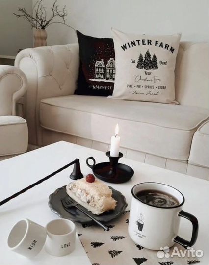 Наволочка декоративная новогодняя h&m черная