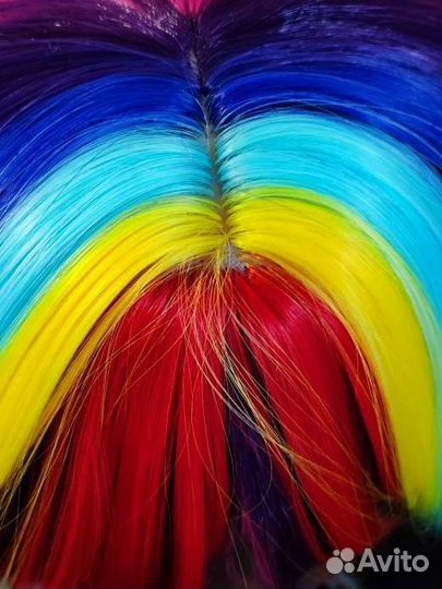 Парик каре боб разноцветный радужный