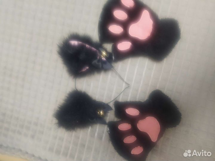 Ободок с ушками и перчатки