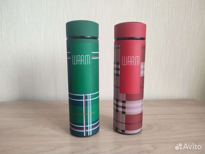 Термос 480 мл новый 2 шт зелёный и красный